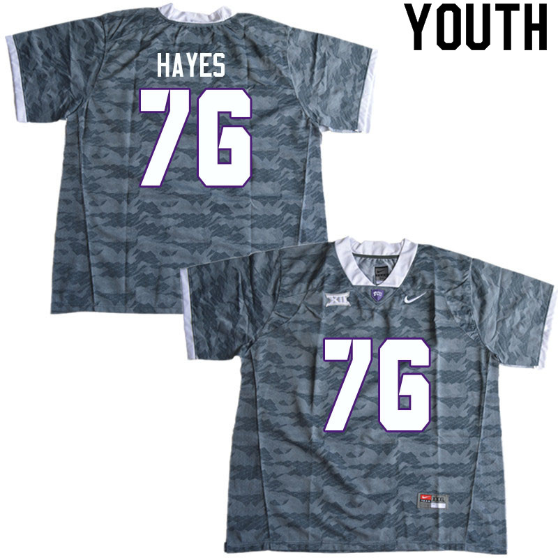 Youth #76 Garrett Hayes TCU Horned Frogs College Football Jerseys Sale-Gray - Click Image to Close